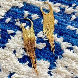 Gold Tassel Statement Earrings